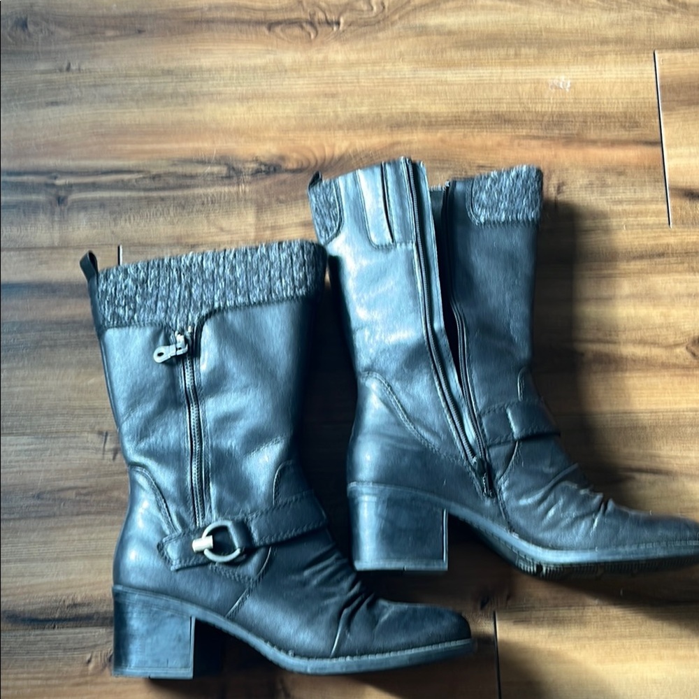 Black Faux Leather BareTraps Wylla 9M Boots
